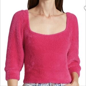 Free People Pink Fuzzy Cropped Sweater
